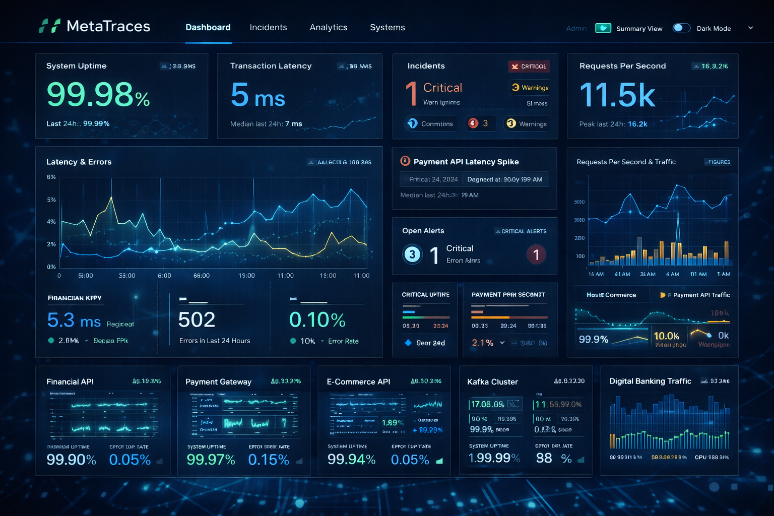 Service reliability dashboard visualization